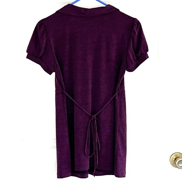 Speechless Babydoll Top sz L Y2K Puff Sleeve Tie Back V Neck Button Detail - Picture 2 of 8